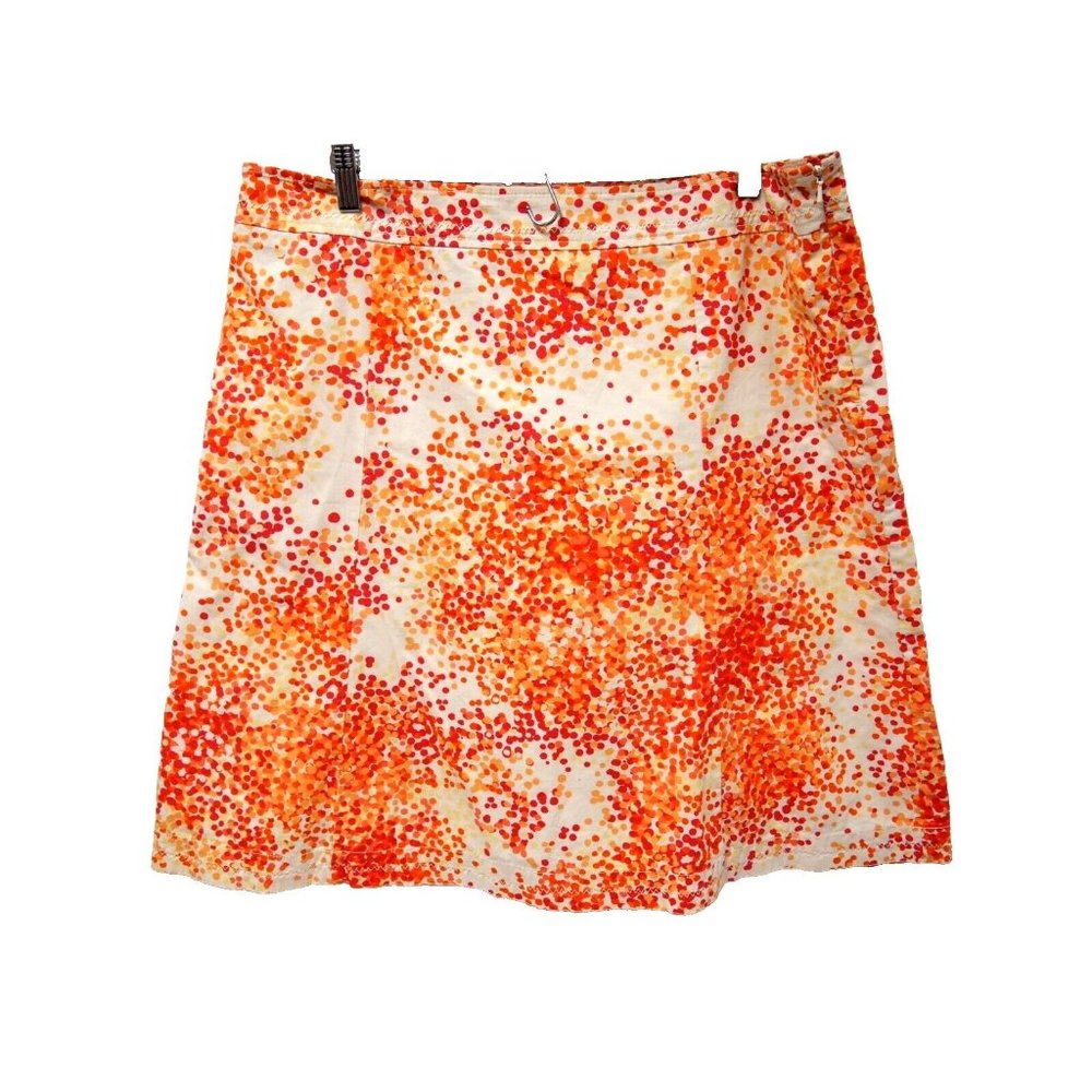 Eddie Bauer Womens 14 Cotton Mini Skirt Orange Pink Polka Dot
